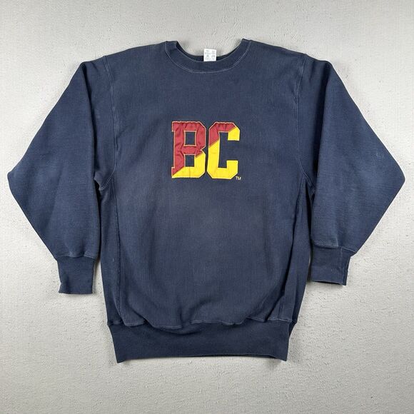 90s Champion Reverse Weave Sweatshirt Men’s XXL Blue Pullover Boston College - Picture 1 of 16